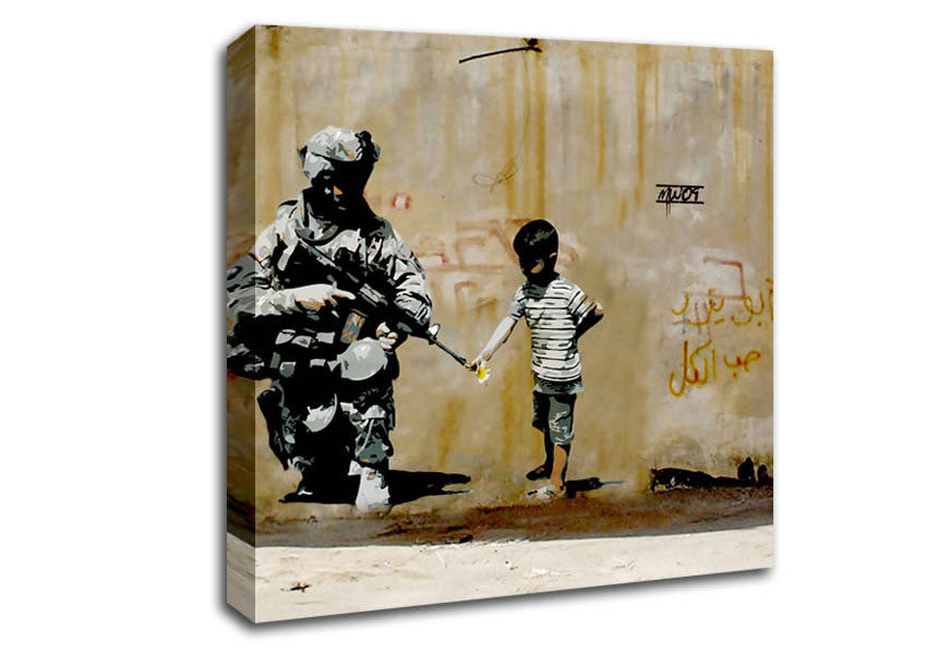 Picture of Soldier Flower Gun Boy Square Canvas Wall Art