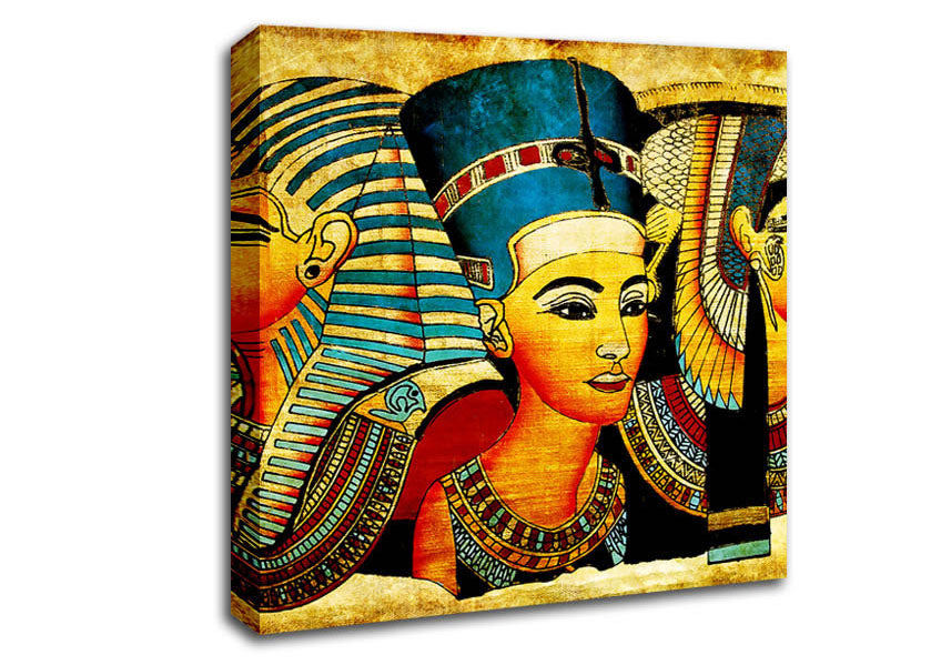 Picture of Heads Of Three Egyptian Queens n Kings Square Canvas Wall Art