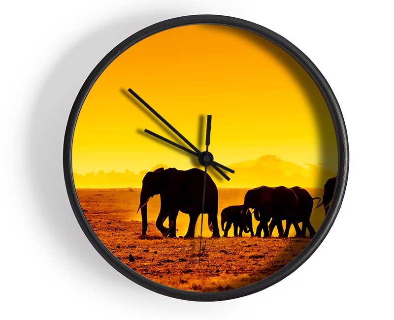 Hurd Of Elephants Clock - Wallart-Direct UK