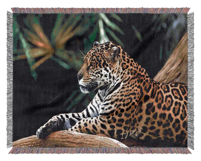 Jaguar In The Amazon Rainforest Woven Blanket