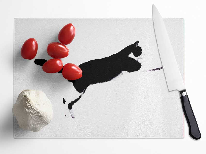 Jumping Cat Glass Chopping Board