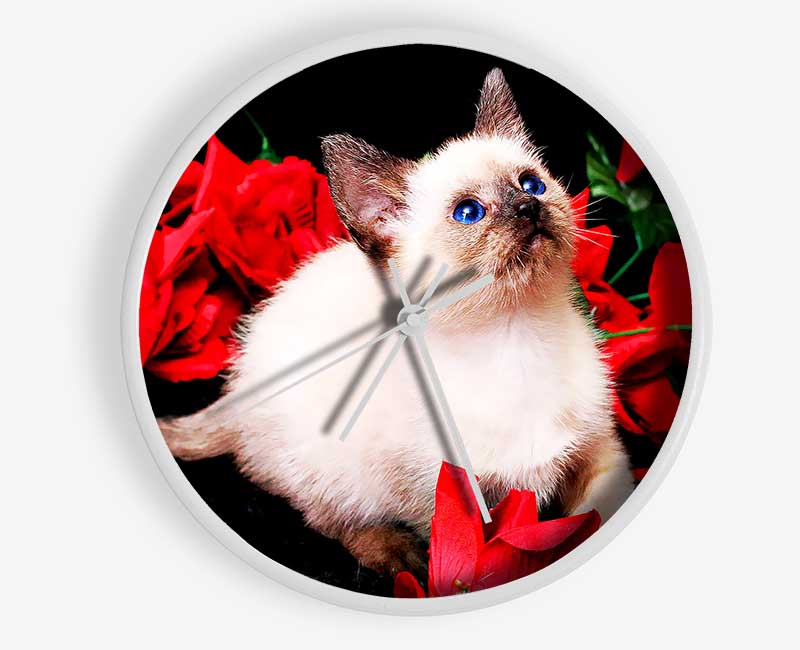 Kitten Roses Clock - Wallart-Direct UK