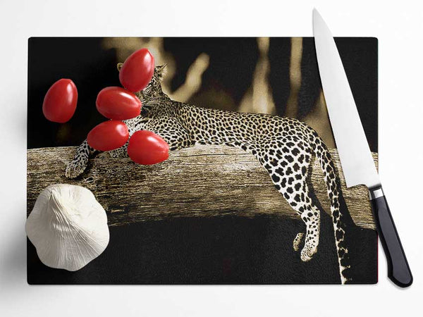 Leopard Lazy Days Glass Chopping Board