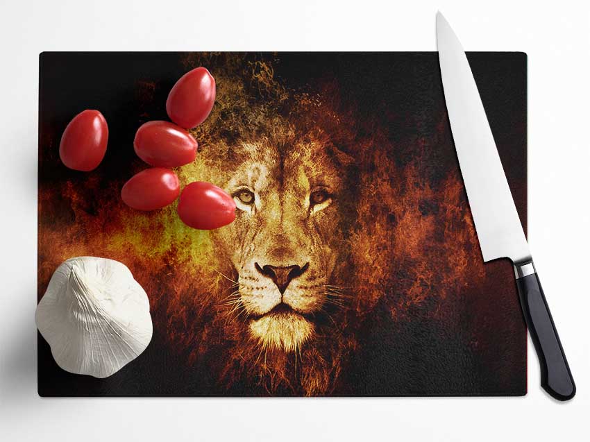 Lion Blaze Glass Chopping Board