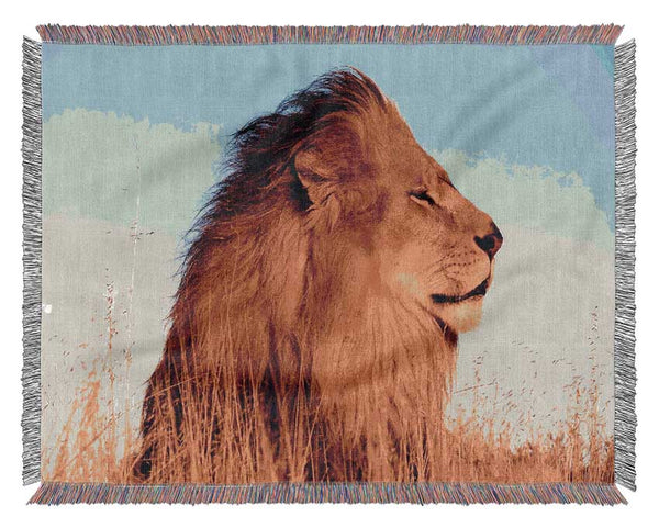 Lion On Watch Woven Blanket