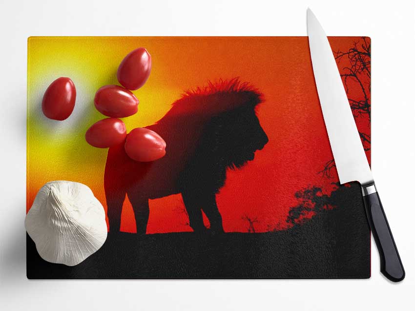 Lion Sunset Glass Chopping Board