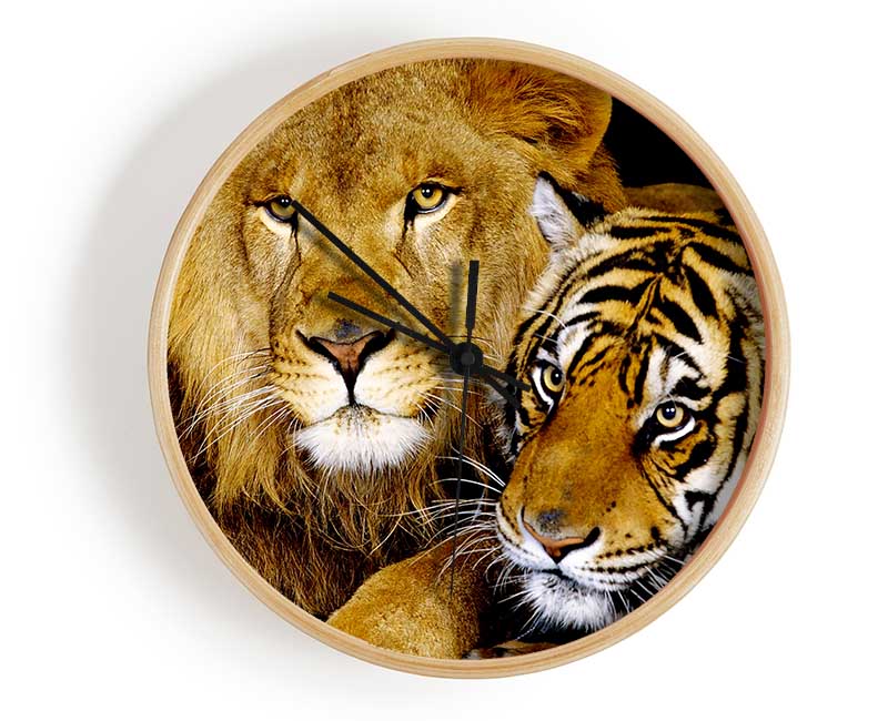 Lion Tiger Love Clock - Wallart-Direct UK