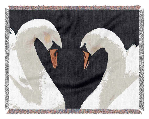 Love Heart Swans Woven Blanket