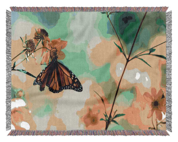 Monarch Butterfly On A Yellow Flower Woven Blanket