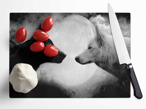 Moonlit Wolves Glass Chopping Board