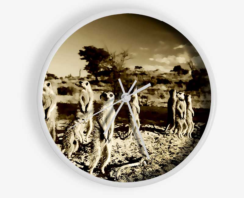 Noisy Meerkats Clock - Wallart-Direct UK