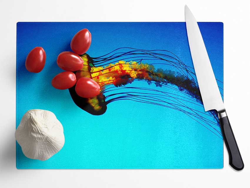 Ocean Jellyfish Glass Chopping Board