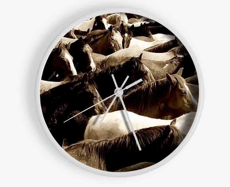 Ocean Of Horses Clock - Wallart-Direct UK