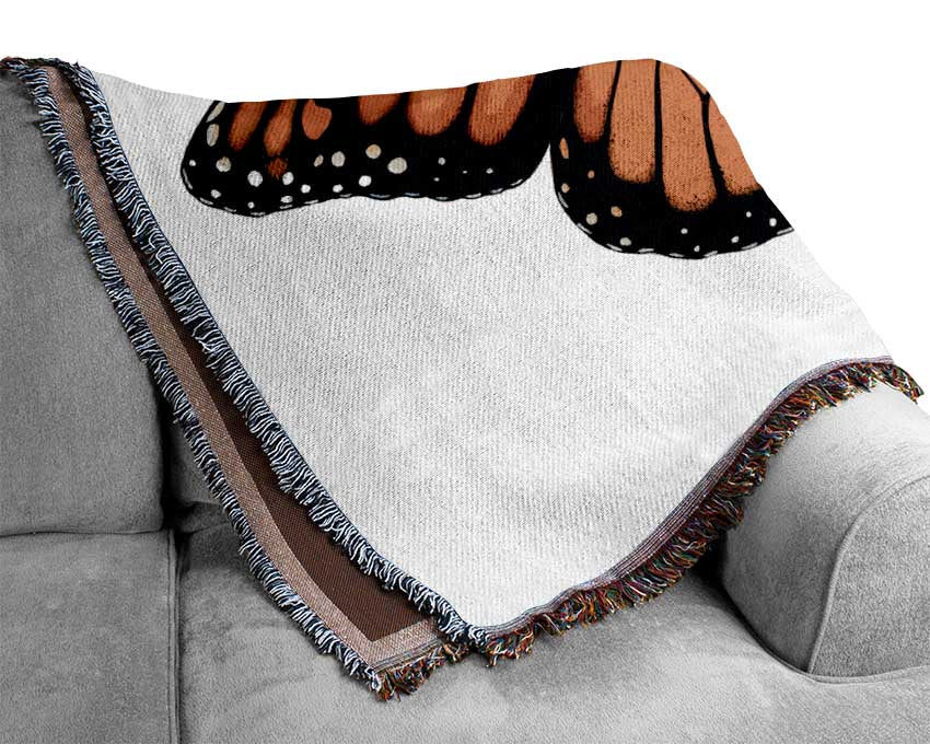 Orange Butterfly Wings Woven Blanket