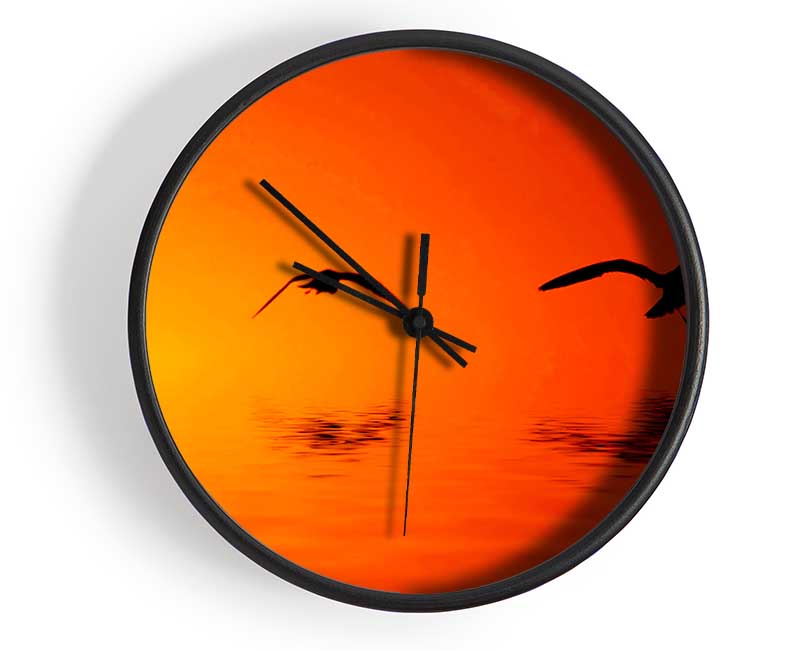 Orange Ocean Flight Clock - Wallart-Direct UK