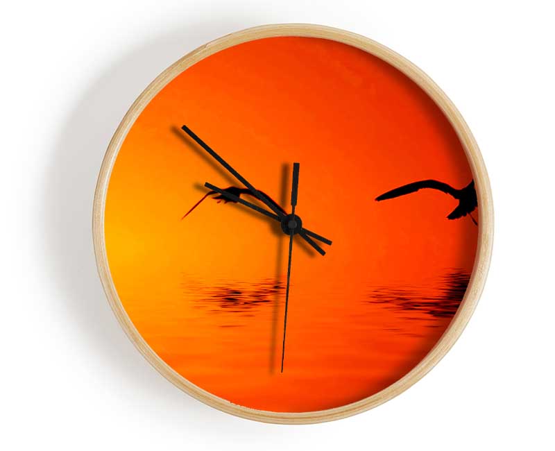 Orange Ocean Flight Clock - Wallart-Direct UK