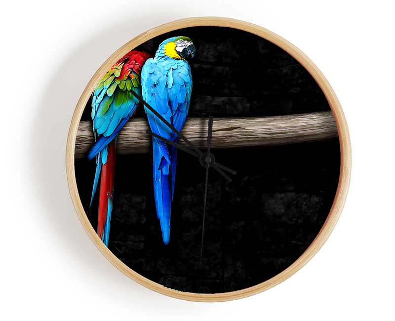 Pair Of Parrots Clock - Wallart-Direct UK