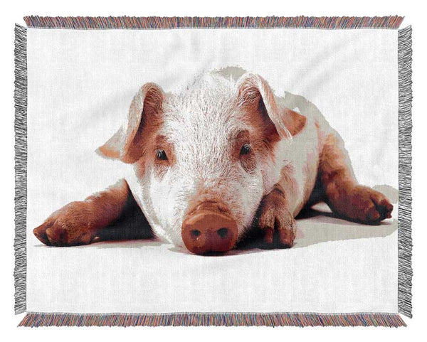 Pig Portrait Woven Blanket