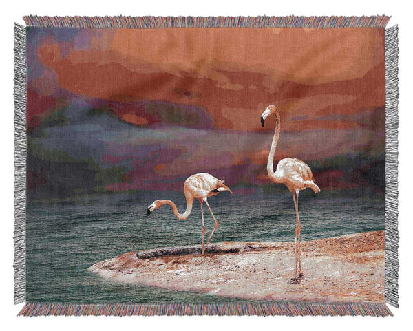 Pink Flamingo Ocean Woven Blanket