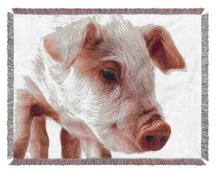 Pink Pig Woven Blanket