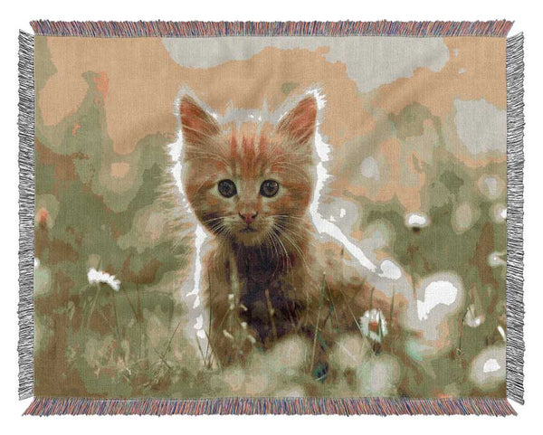 Playful Kitten Woven Blanket