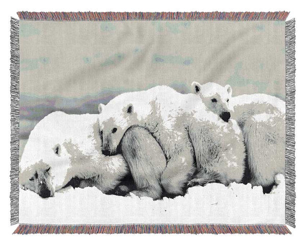 Polar bear Family Woven Blanket