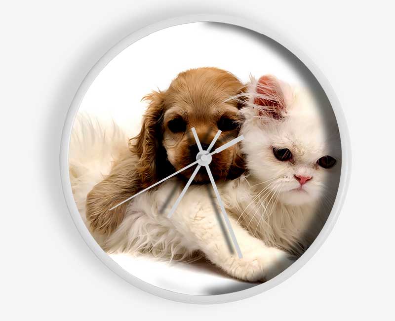 Puppy And Kitten Love Clock - Wallart-Direct UK