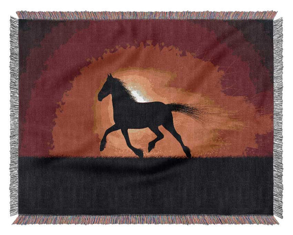 Running Horse Sunset Blaze Woven Blanket