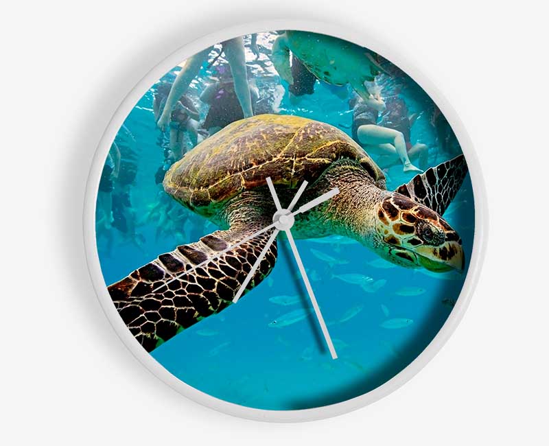 Sea Turtle Under Water Clock - Wallart-Direct UK