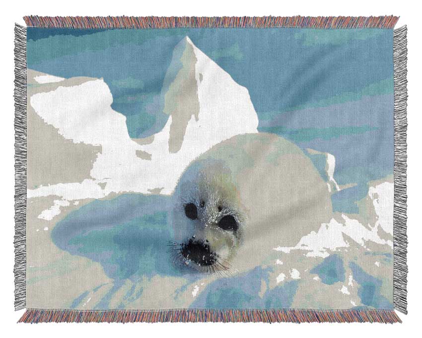 Seal Pup In The Snow Woven Blanket