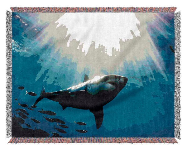 Shark In A Blaze Of Sunlight Woven Blanket