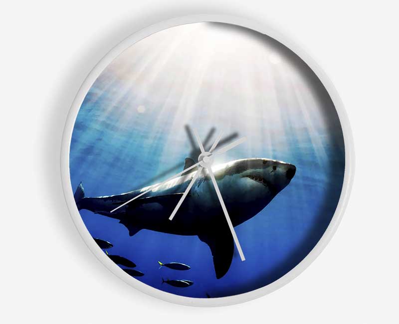 Shark In A Blaze Of Sunlight Clock - Wallart-Direct UK