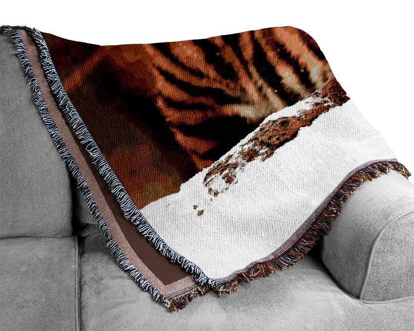 Siberian Snow Tiger Woven Blanket