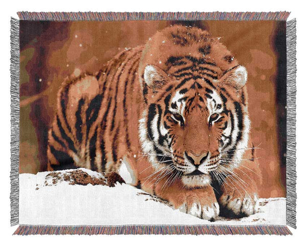 Siberian Snow Tiger Woven Blanket