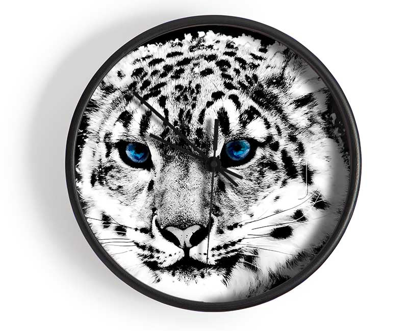 Snow Blue Eye Leopard Clock - Wallart-Direct UK