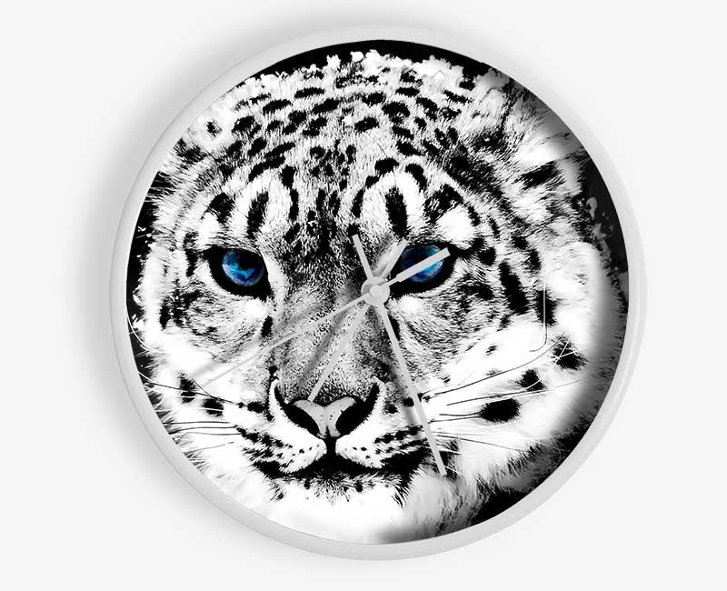 Snow Blue Eye Leopard Clock - Wallart-Direct UK