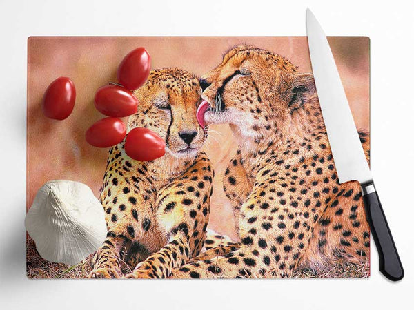 South African Cheetahs Glass Chopping Board