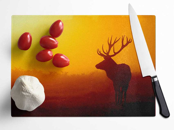 Stag At Sunset Glass Chopping Board