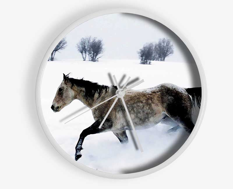 Stallion In The Snow Clock - Wallart-Direct UK