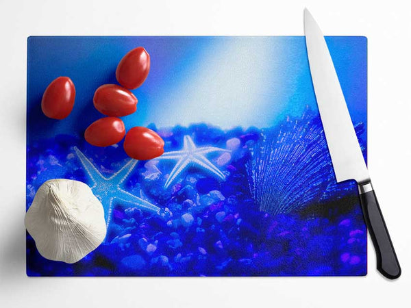 Stunning Blue Starfish Glass Chopping Board