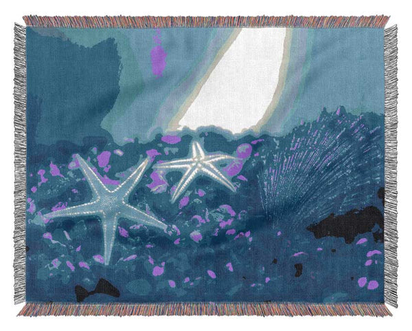 Stunning Blue Starfish Woven Blanket