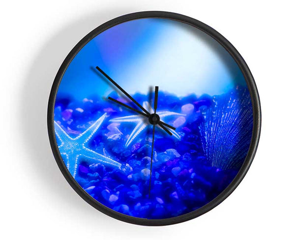 Stunning Blue Starfish Clock - Wallart-Direct UK