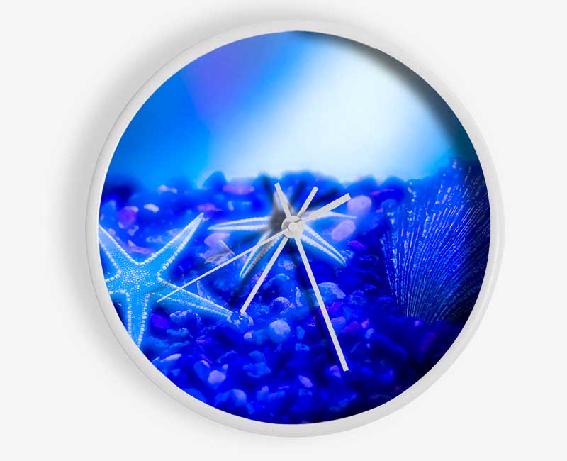 Stunning Blue Starfish Clock - Wallart-Direct UK