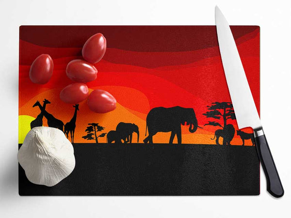 Sunset Safari Glass Chopping Board