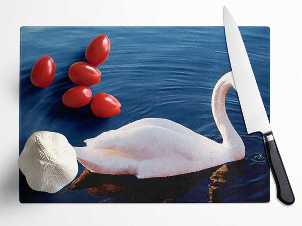 Swan In The River Glass Chopping Board