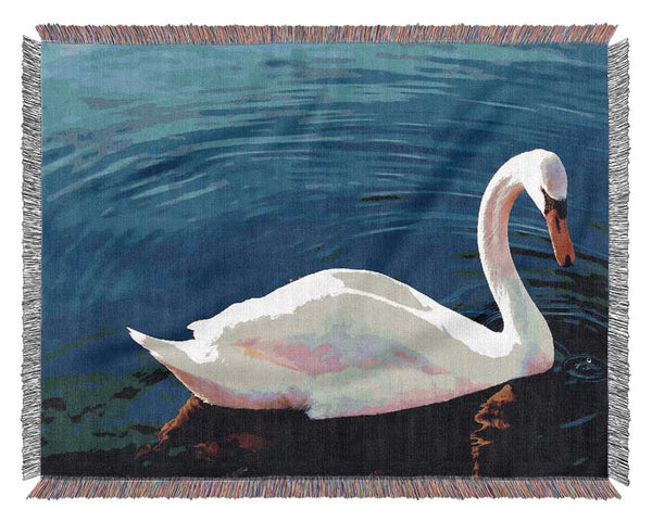 Swan In The River Woven Blanket