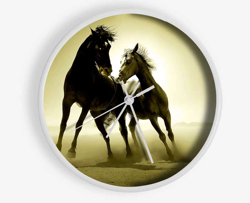 The Love Of Horses Sepia Clock - Wallart-Direct UK