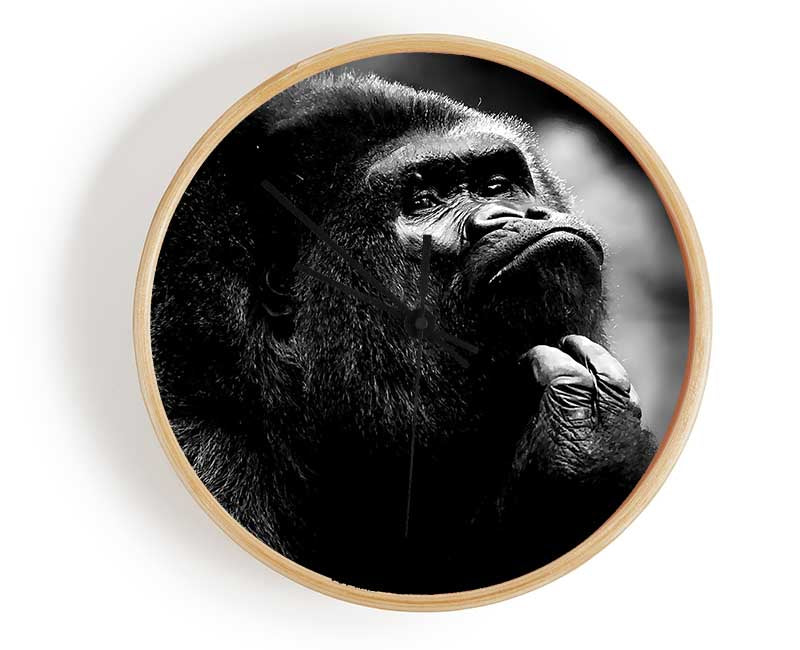 Thoughtful Gorilla B n W Clock - Wallart-Direct UK