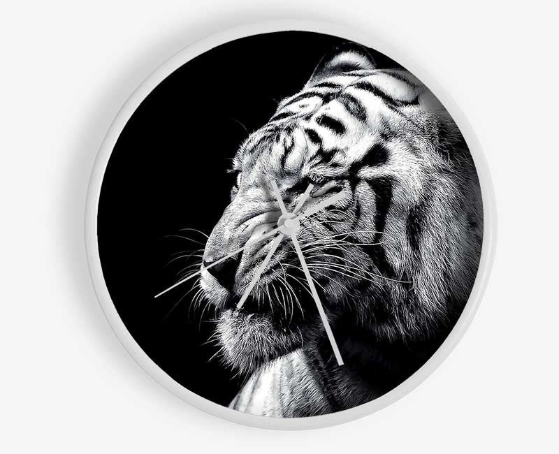 Tiger Black And White 2 Clock - Wallart-Direct UK