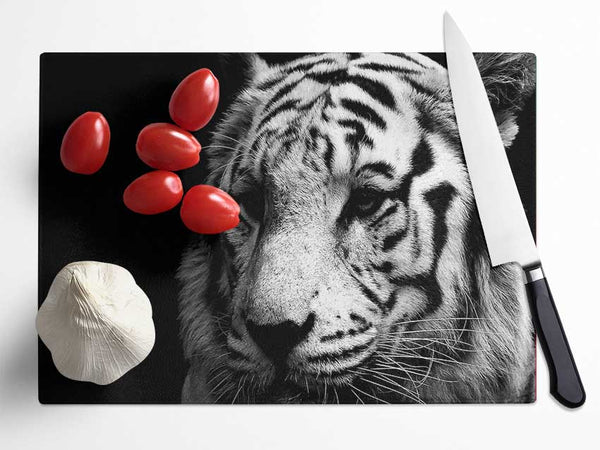 Tiger Black And White Glass Chopping Board